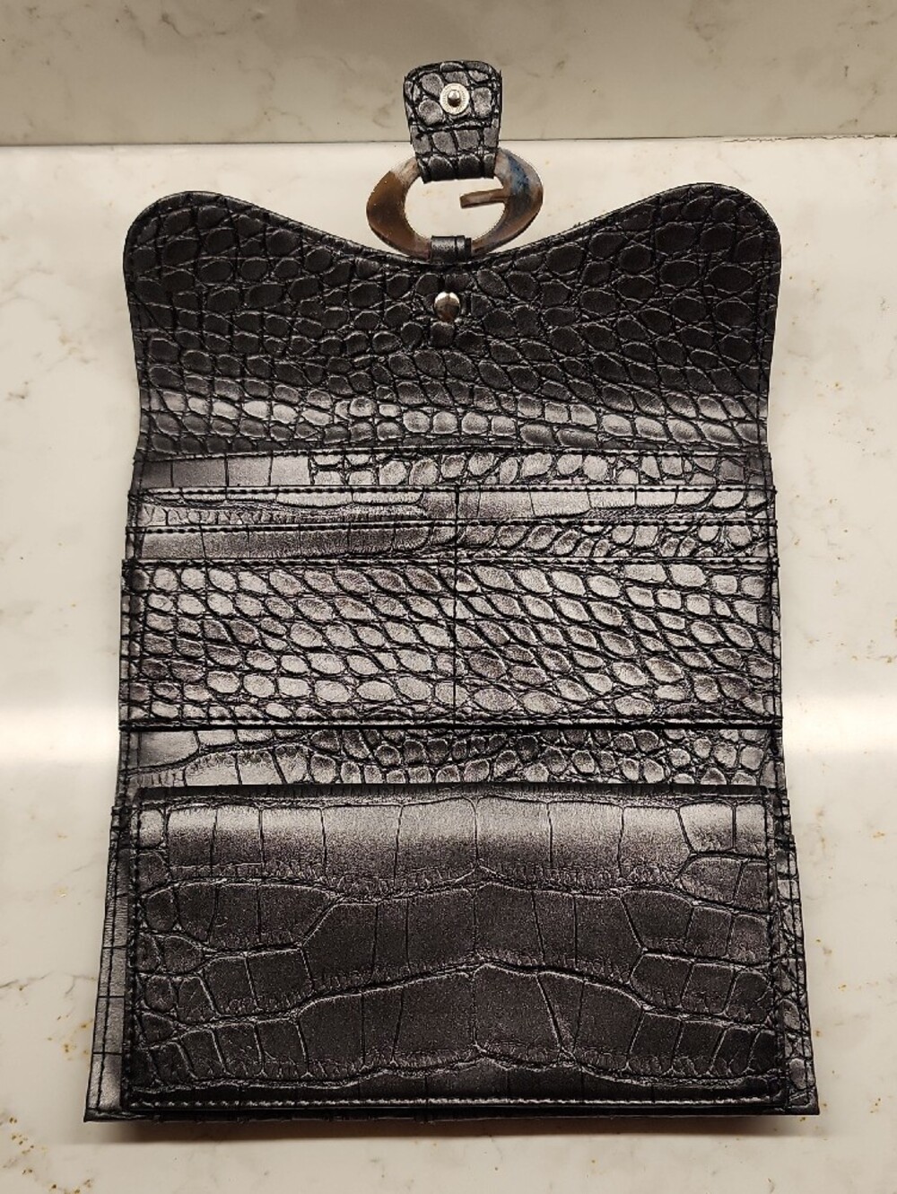 Guess Black Croc-Embossed & Black/Gray Logo Wallet Set - Picture 5 of 11